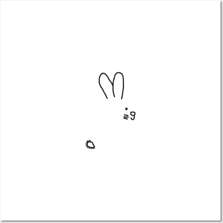 Small Mystery Minimal Easter Bunny Rabbit Posters and Art